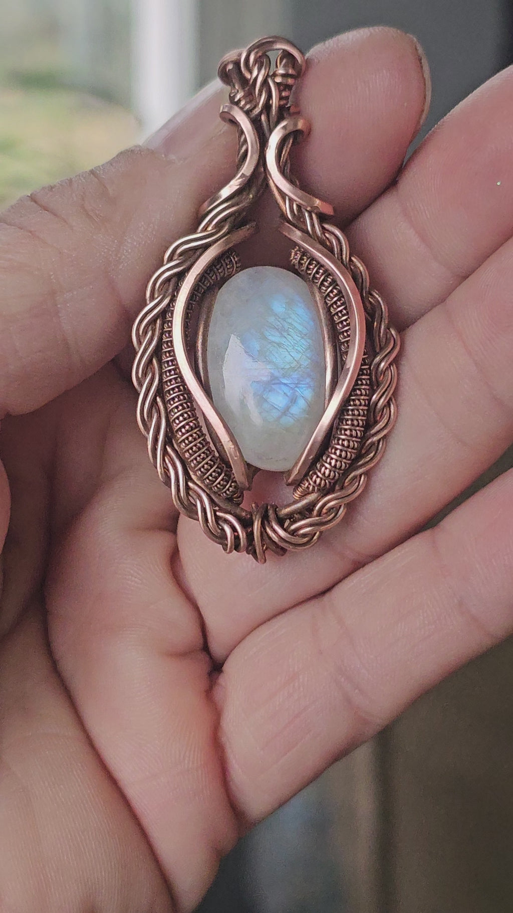 Rainbow Moonstone pendant necklace