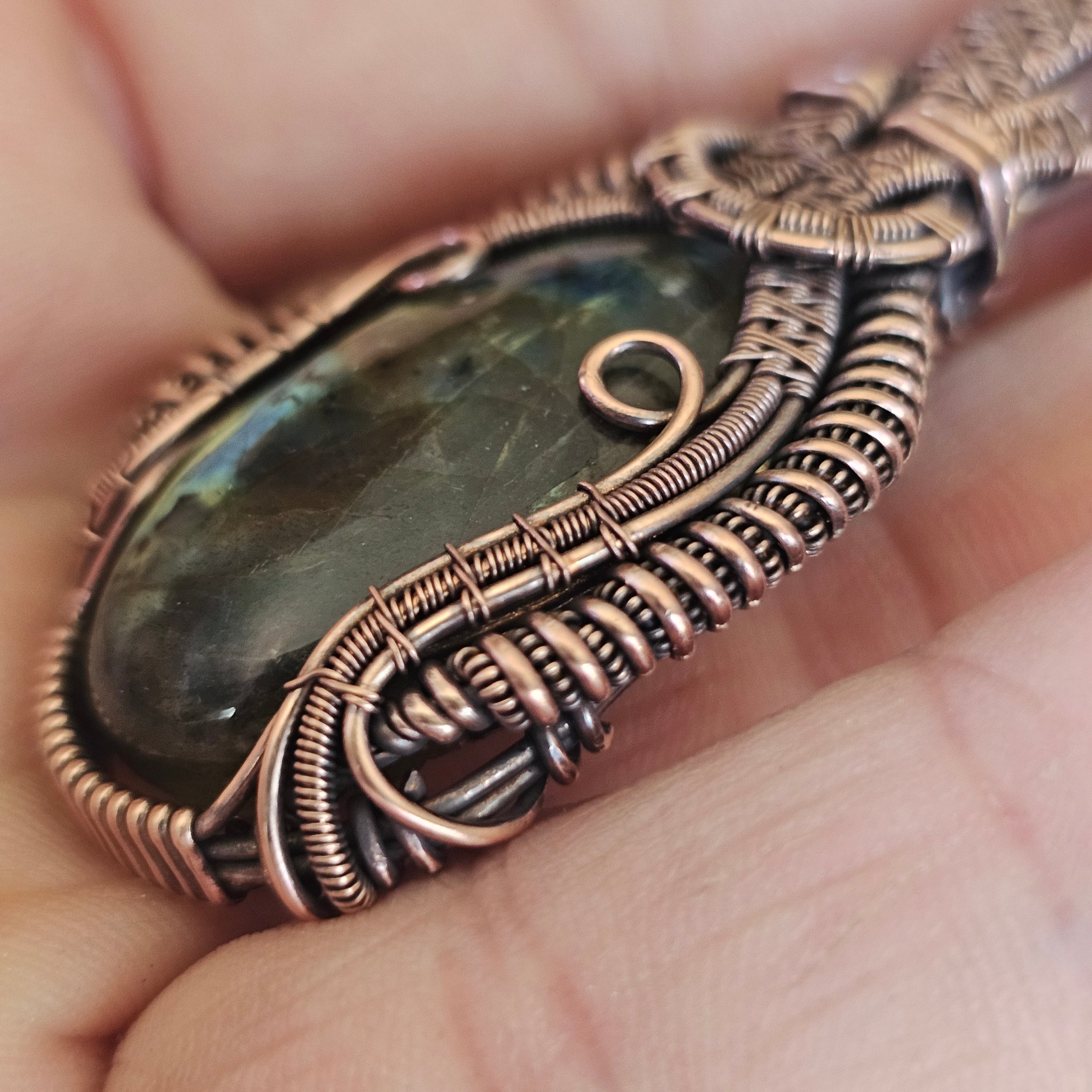 Labradorite copper pendant