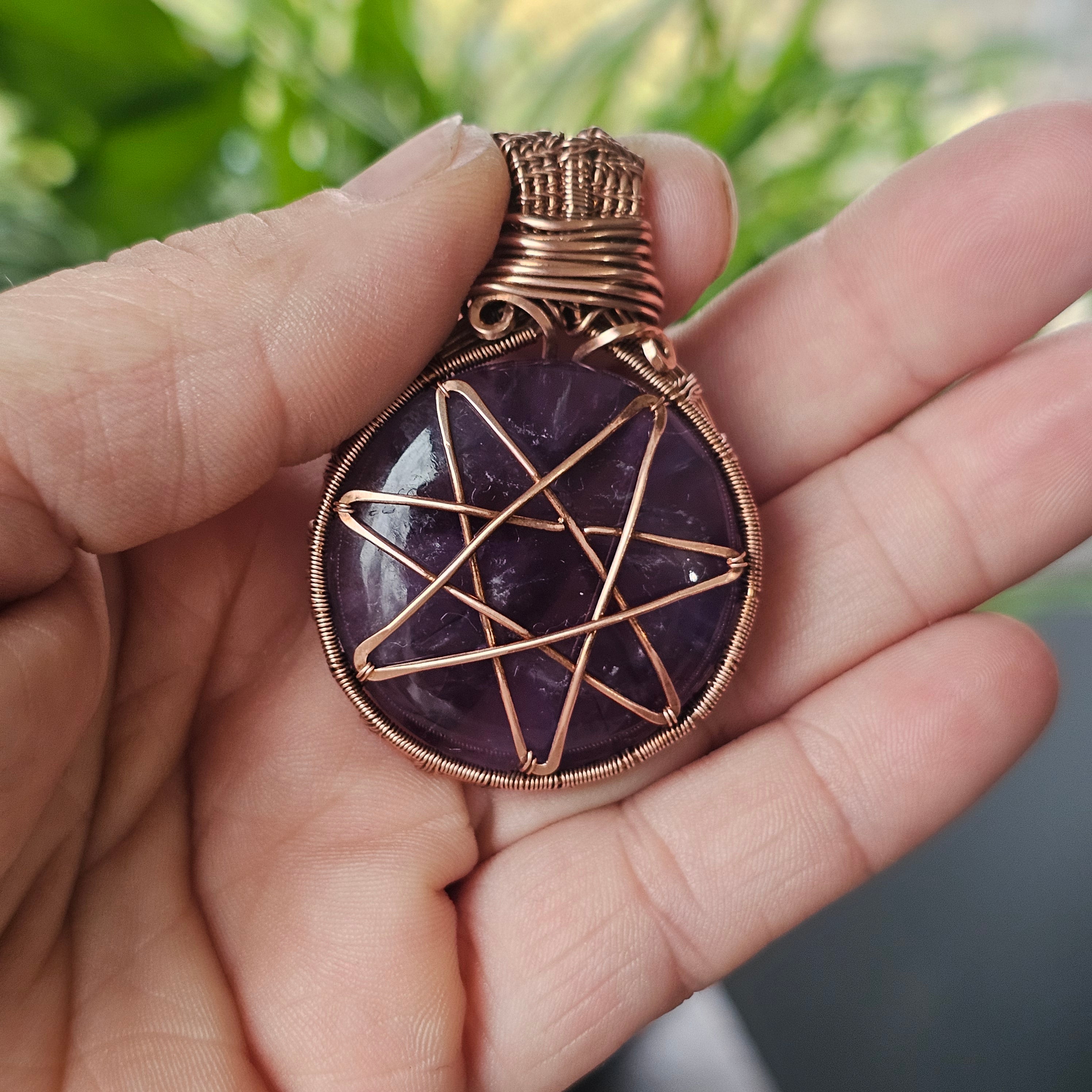 Elven Star- trapiche amethyst protection amulet necklace