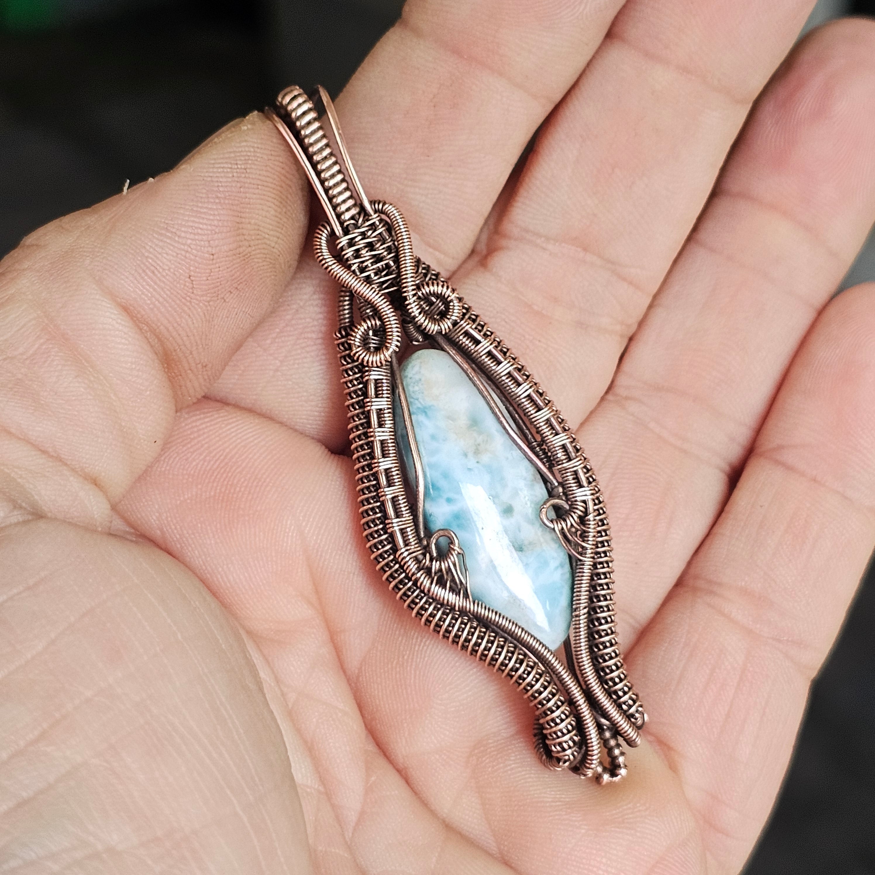 Larimar copper pendant necklace