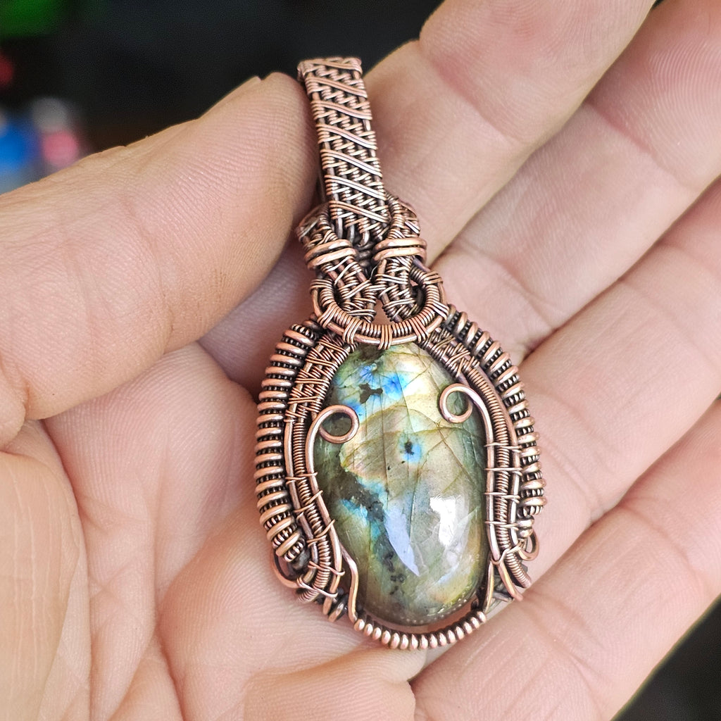 Labradorite copper pendant