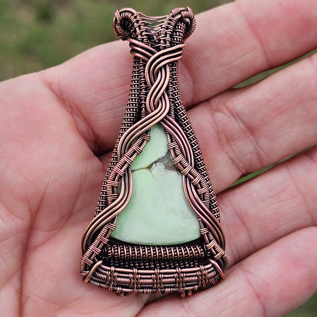 Honeyed Dawn- Lemon Chrysoprase copper pendant necklace