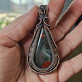 Bloodstone copper pendant necklace
