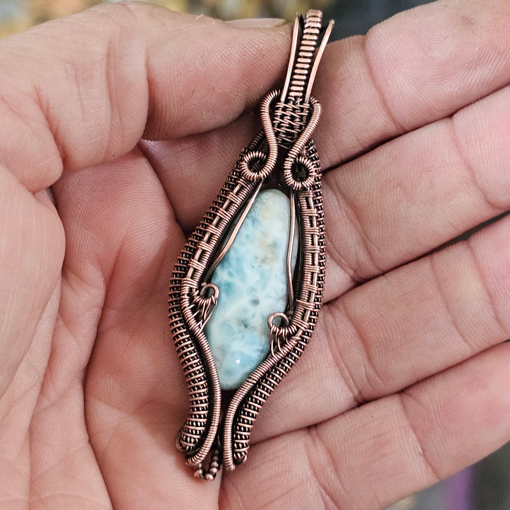 Larimar copper pendant necklace