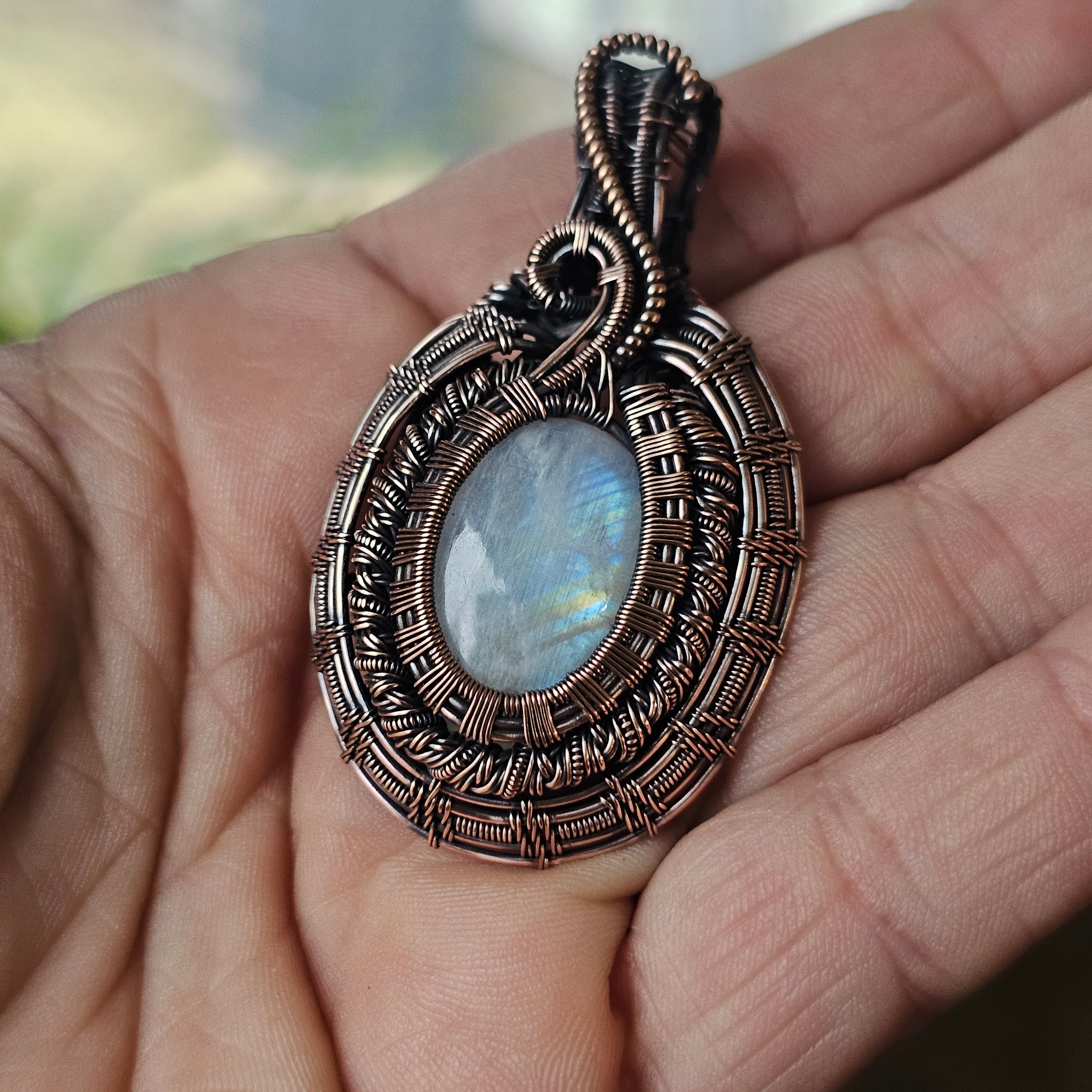 RainbowMoonstone pendant necklace