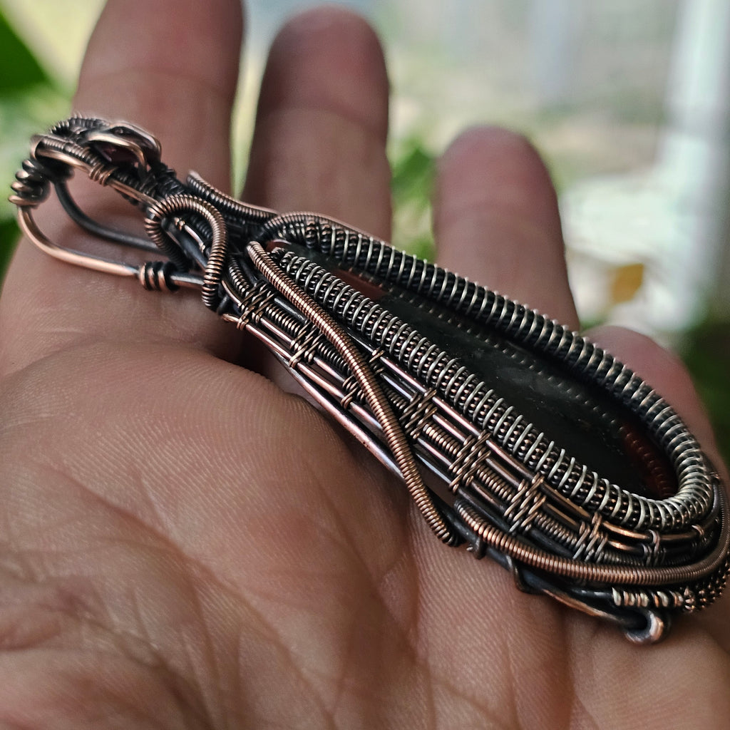 Bloodstone copper pendant necklace