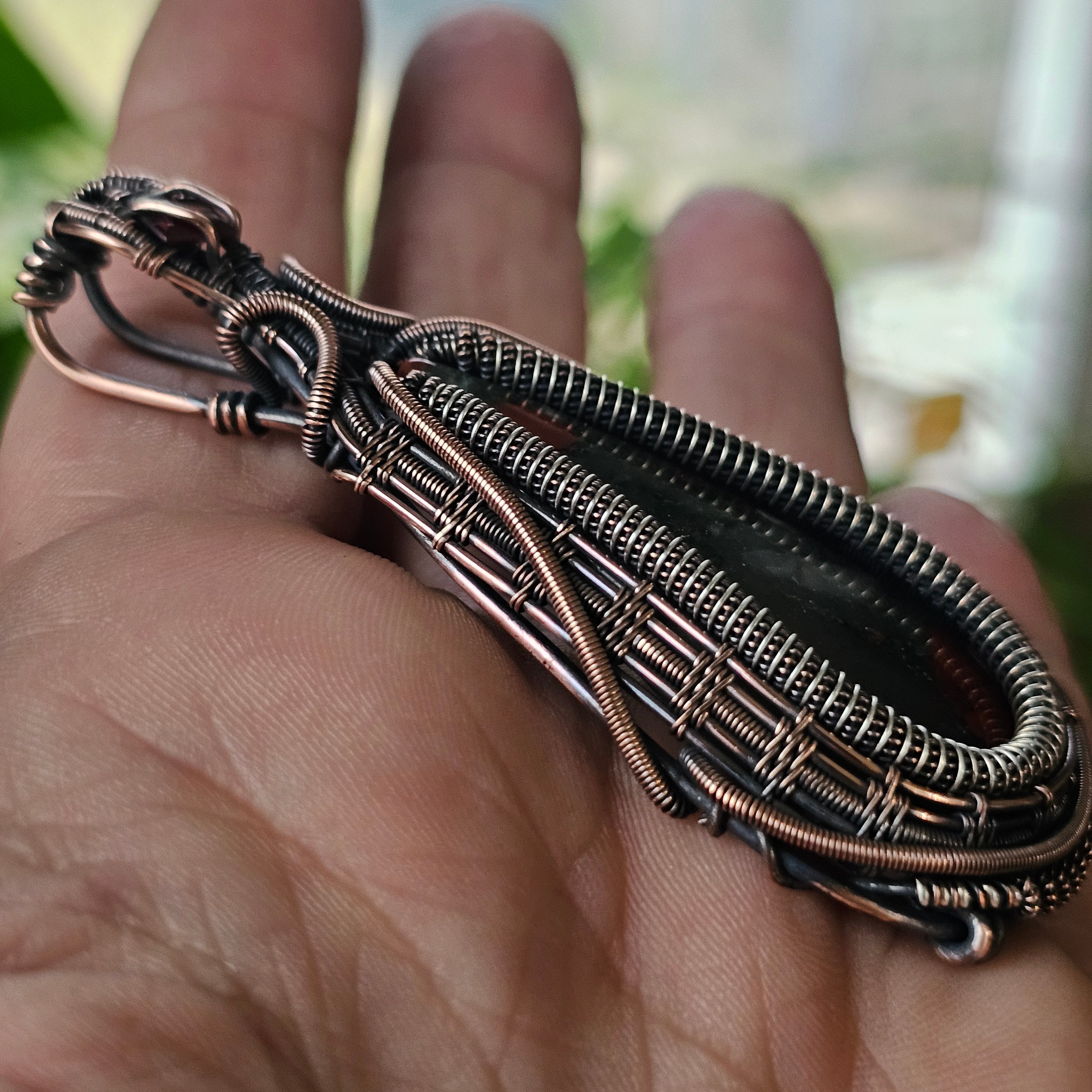 Bloodstone copper pendant necklace
