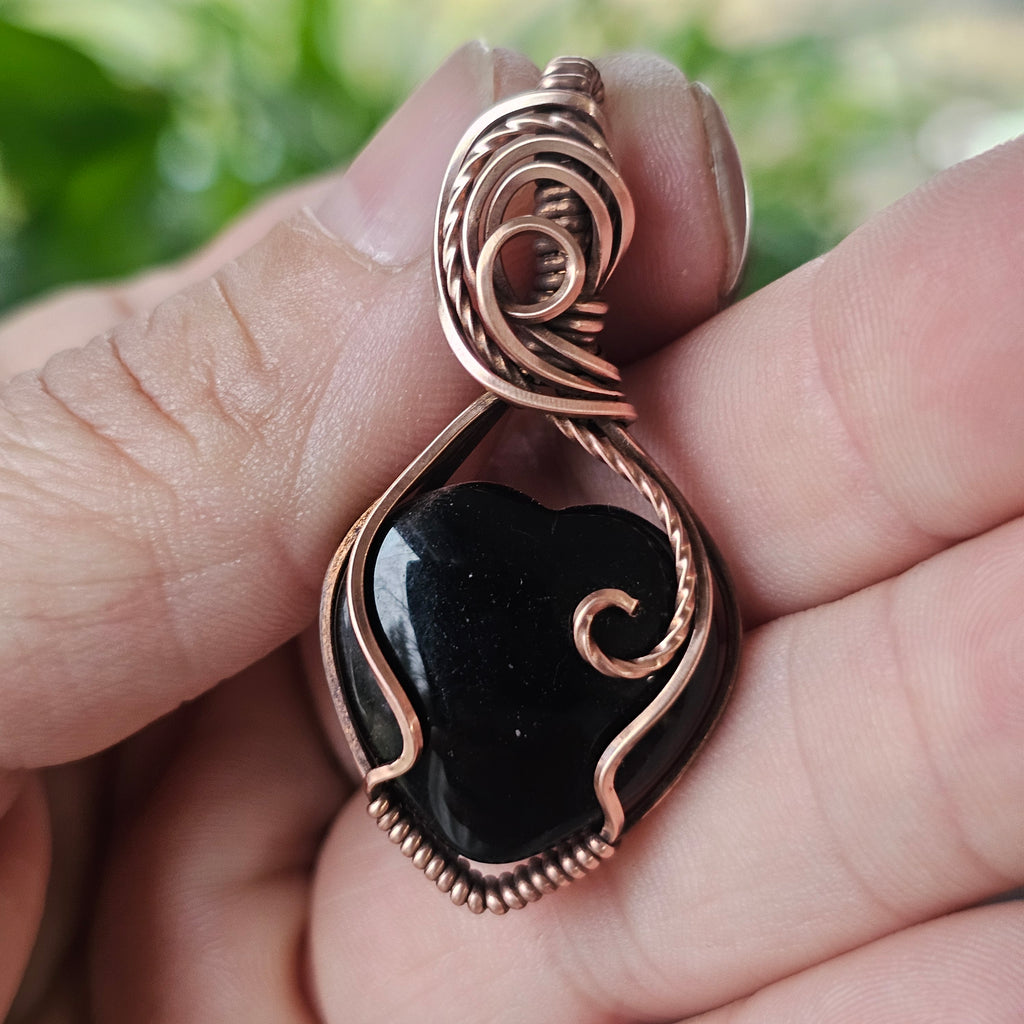 Obsidian Heart Pendant Necklace