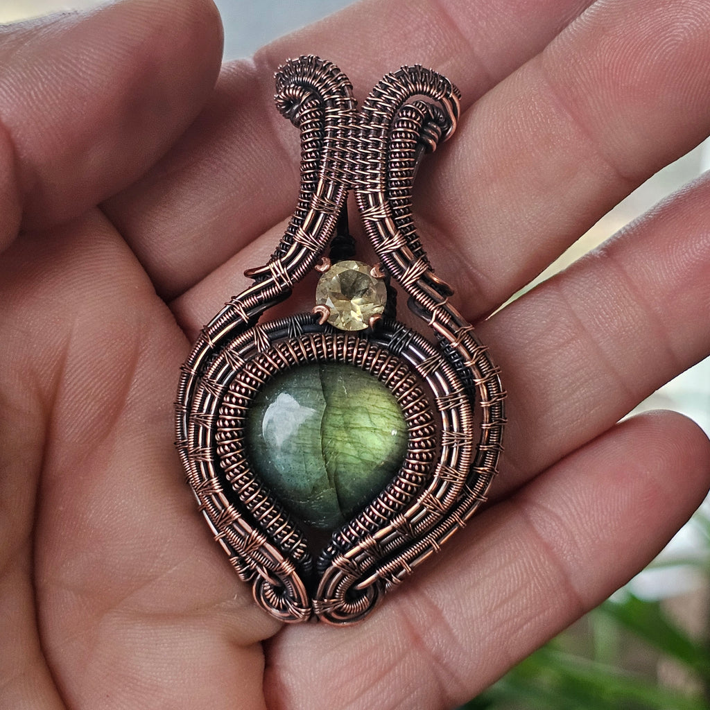 Return to Light - Labradorite, Citrine and copper pendant necklace