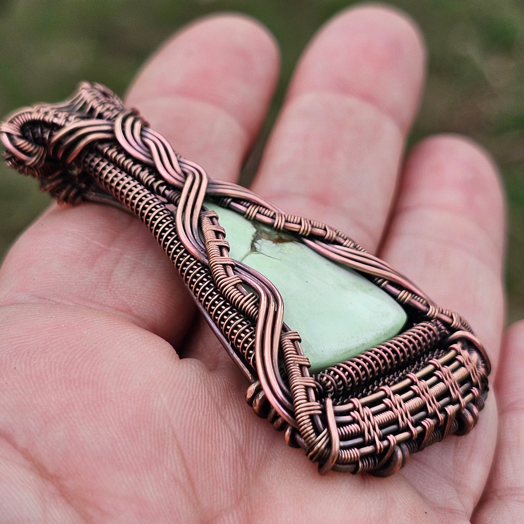 Honeyed Dawn- Lemon Chrysoprase copper pendant necklace