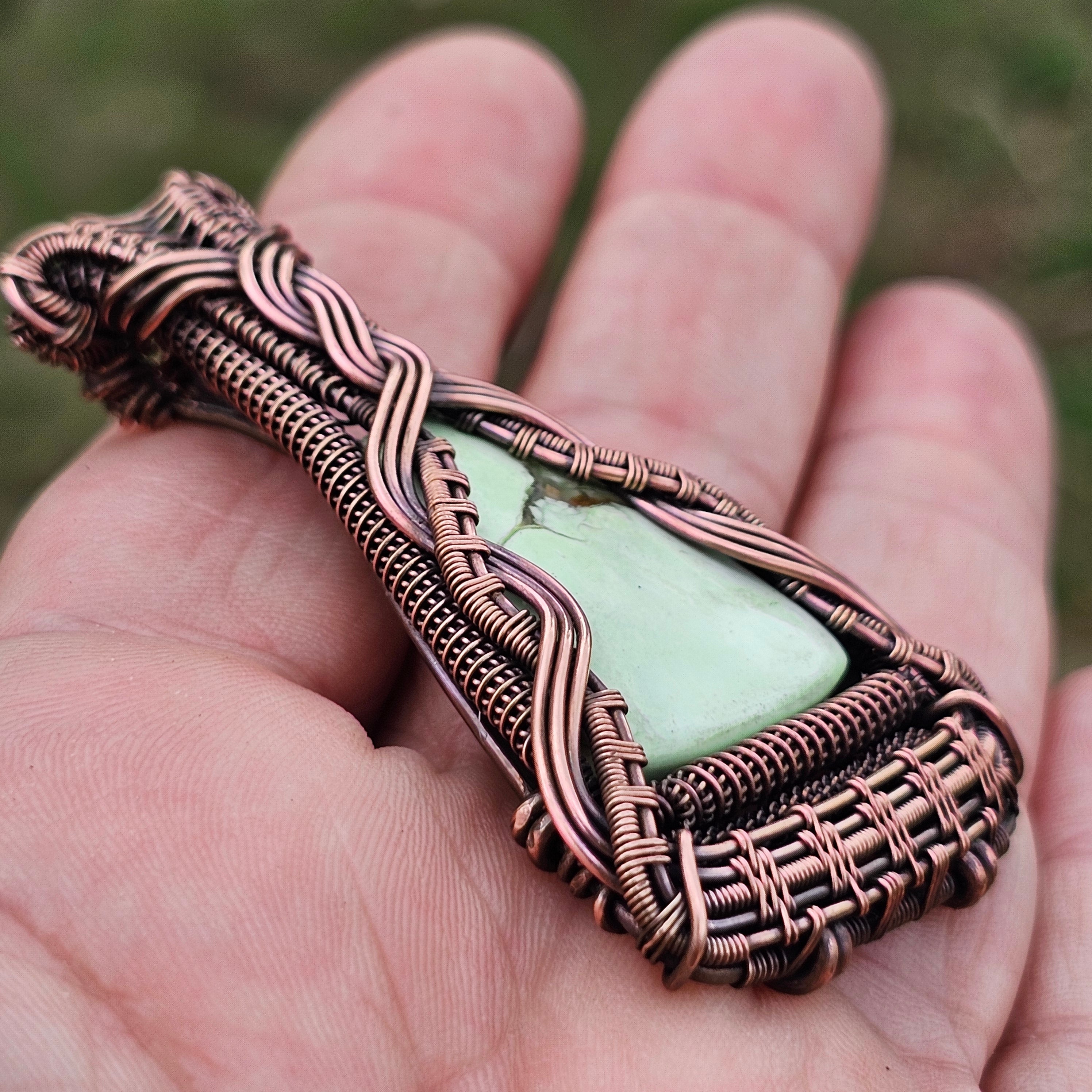 Honeyed Dawn- Lemon Chrysoprase copper pendant necklace