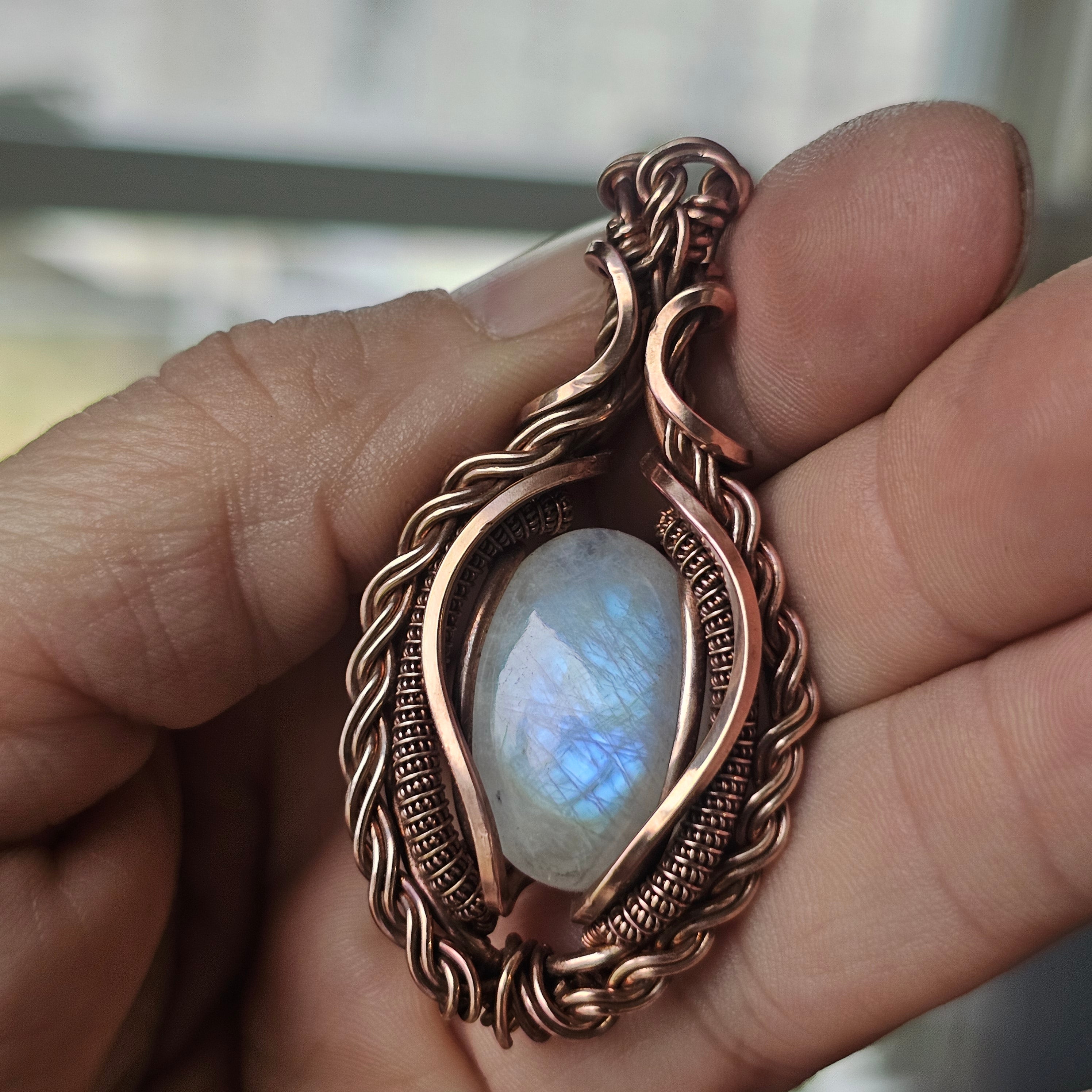 Rainbow Moonstone pendant necklace