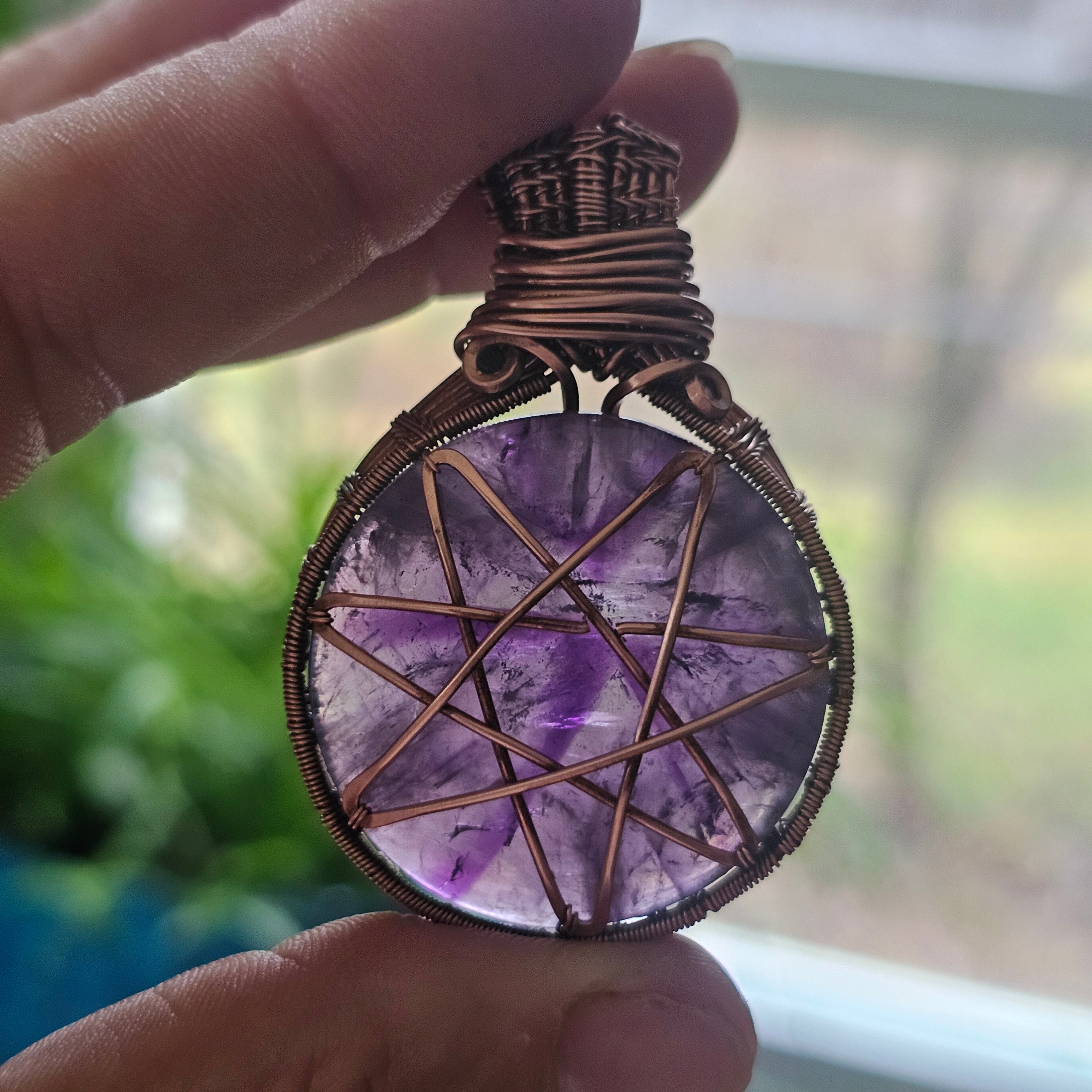 Elven Star- trapiche amethyst protection amulet necklace