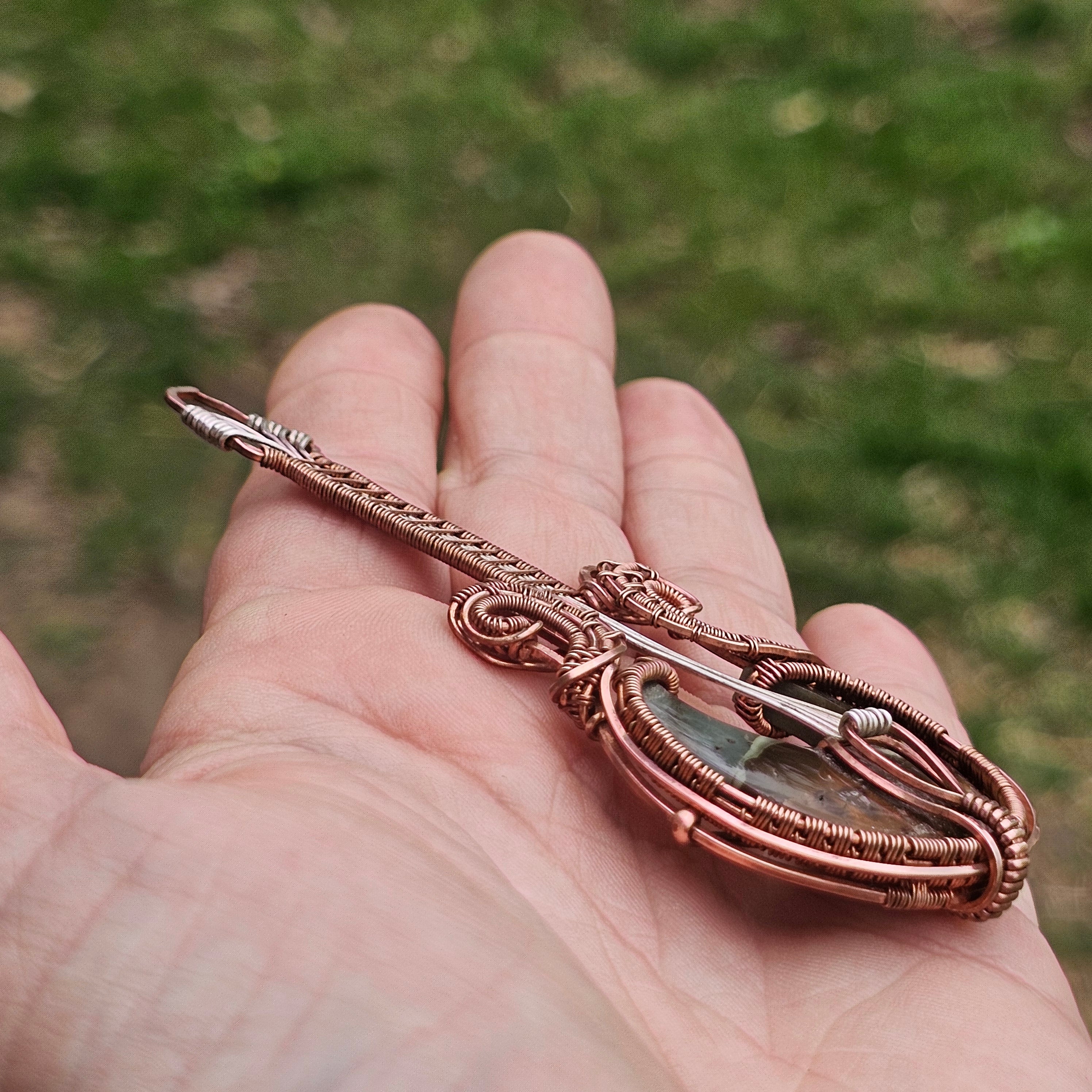Polychrome Jasper Guitar pendant necklace