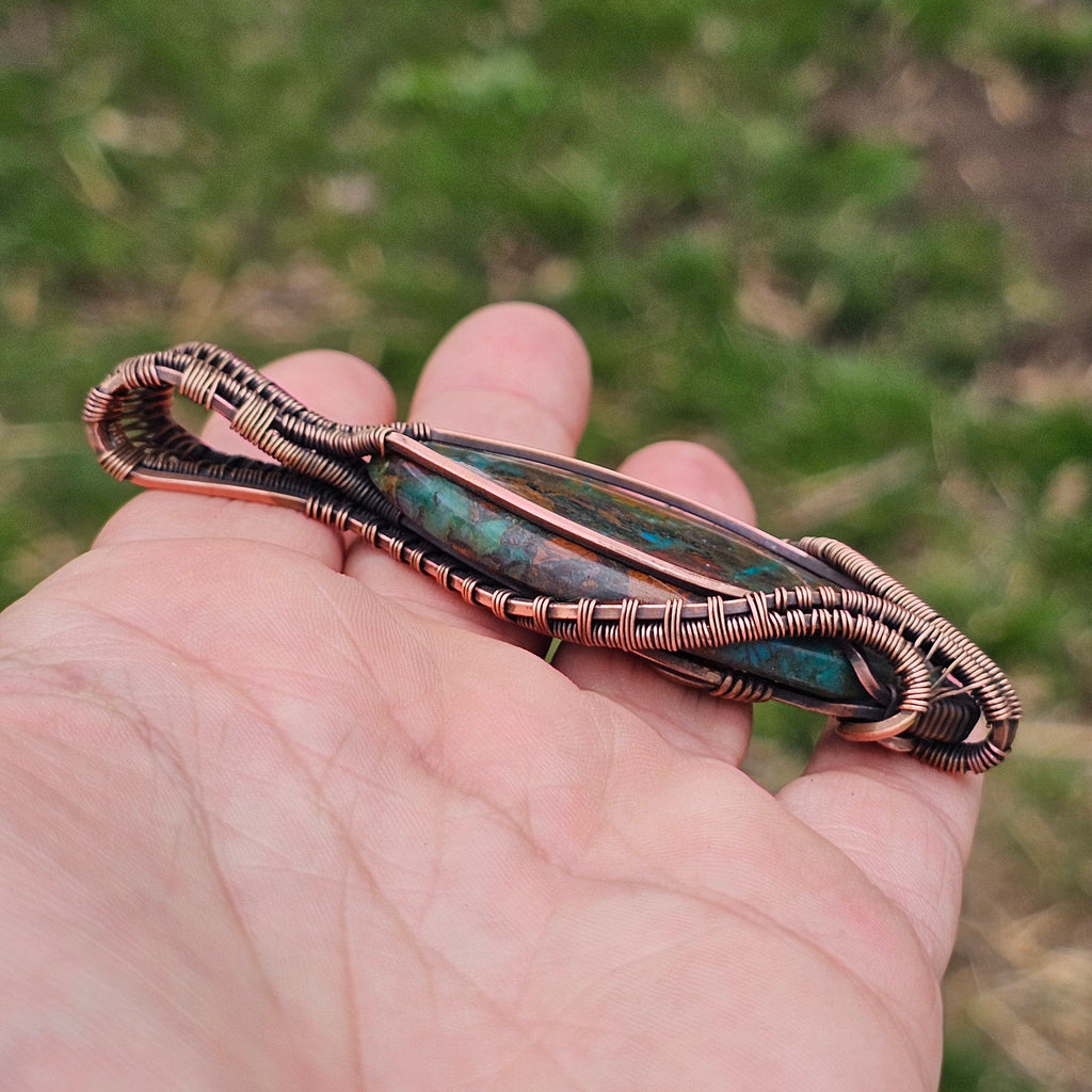 Terra Verde-Chrysacolla copper pendant necklace