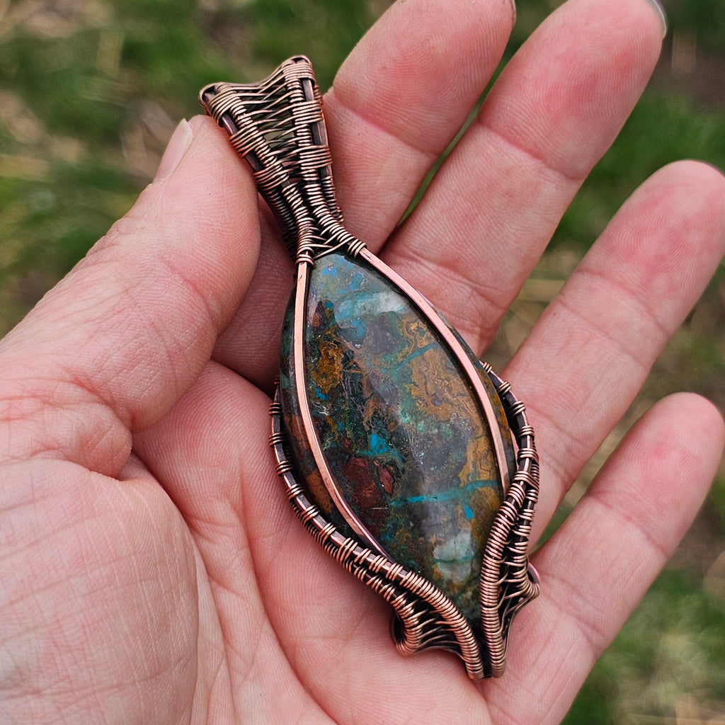 Terra Verde-Chrysacolla copper pendant necklace