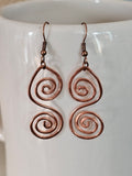 Double Spiral hammered copper earrings
