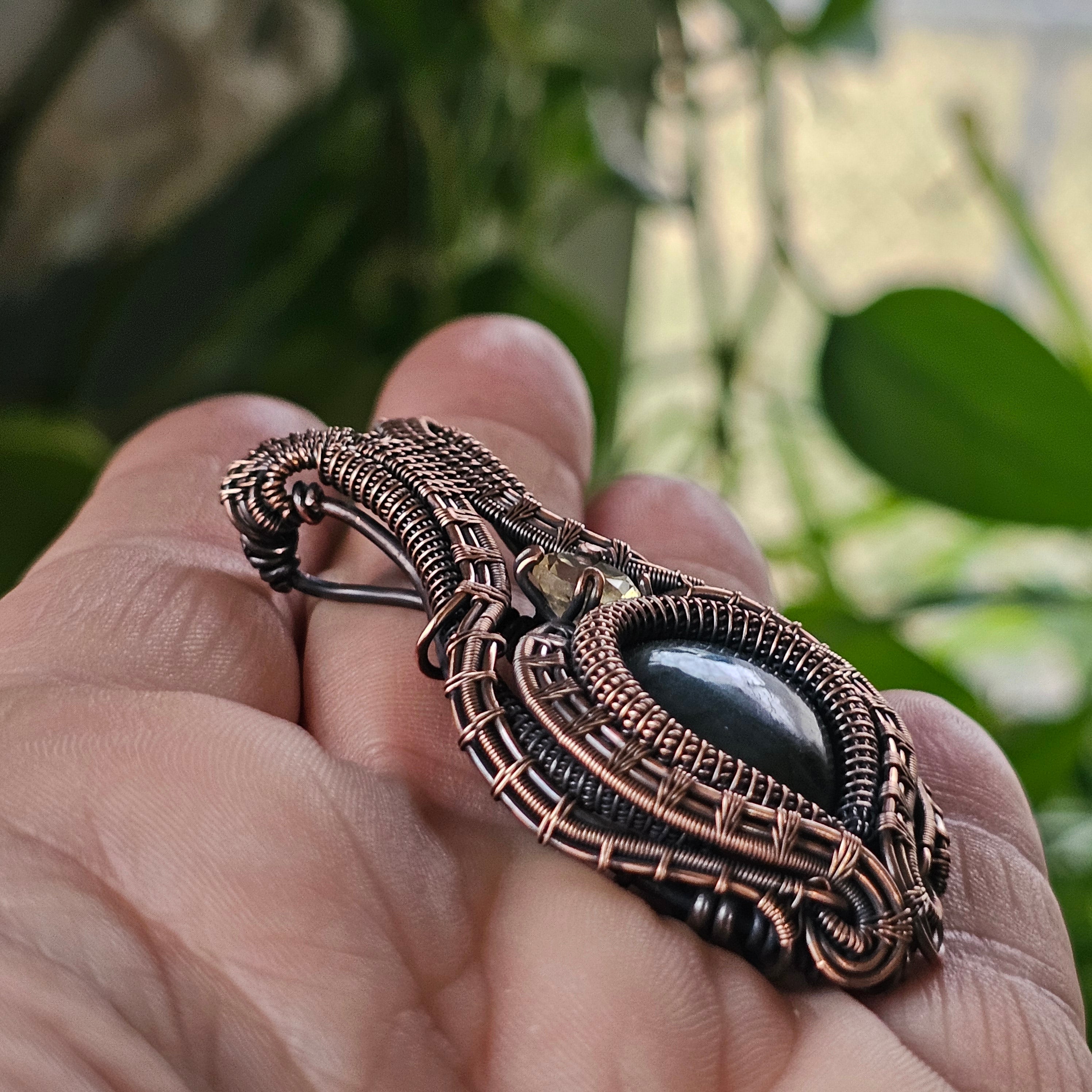 Return to Light - Labradorite, Citrine and copper pendant necklace